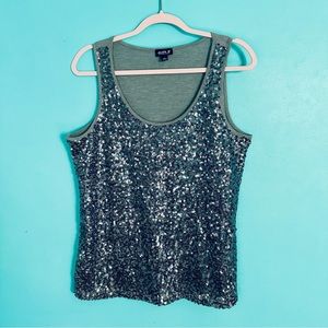 Allen B by Allen Schwartz silver sequin sleeveless top